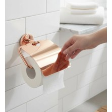 İsaoğlu Yapı Banyo Tuvalet Kağıtlığı Bronz Bakır Renk Pirinç Malzeme Kapaklı Tuvalet Kağıtlığı Paslanmaz