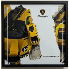 Hot Wheels Lamborgıhını Huracan 20X20 cm Çerçeveli Metal Levha Baskılı Hediyelik