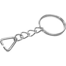 Eco Lounge Anahtarlık Halkası, Halka + Zincir + Üçgen, 24MM, Gümüş, Nikel, 1 Adet