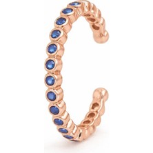 Brezza Lusso Jewelry Mavi Taşlı Tamtur Eklem Gümüş Yüzük