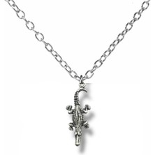 Lizard Totem – Kertenkele Figürlü Unisex Metal Kolye (60 cm Zincirli)