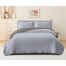 Goblette Home-Lara Serisi Kapitone Çift Kişilik Yatak Örtüsü Seti 260X240 cm | Volanlı Fırfırlı Kenar Detaylı Lüks Çeyizlik (4 Renk)
