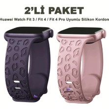 Dexmon Huawei Watch Fit 3 / Fit 4 / Fit 4 Pro Uyumlu Leopar Desenli 2’li Silikon Kordon Seti