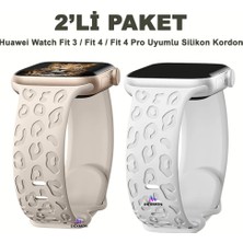 Dexmon Huawei Watch Fit 3 / Fit 4 / Fit 4 Pro / Fit 5 / Fit 5 Pro Uyumlu Leopar Desenli 2’li Silikon Kordon Seti