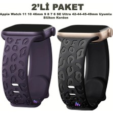 Dexmon Apple Watch 11 10 46MM 9 8 7 6 Se Ultra Uyumlu 42-44-45-49MM Leopar Desenli 2'li Silikon Kordon Seti