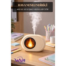 Wair Teknoloji LED Alev Efektli Masaüstü Hava Nemlendirici 400 Ml, Gece Lambalı, USB