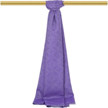 Bursa İpek Mor Damask Desen Jakarlı Ipek Şal