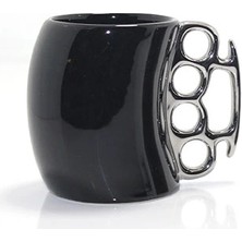 Porselen Muşta Tasarımlı Kupa Bardak Siyah