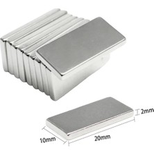 Lowell Home 20×10×2 mm N35 Neodyum Mıknatıs – Köşeli, Nikel Kaplama (50’li Set)