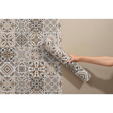 Grown Geometrik Karo Desenli Duvar Kağıdı • Bej ve Kahverengi Duvar Resmi Kendinden Yapışkanlı Folyo