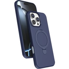MobaxAksesuar Apple iPhone 16 Pro Max Kılıf Slikon M-Safe Şarj Uyumlu Silikon Standlı Regal Kapak
