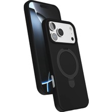 MobaxAksesuar Apple iPhone 17 Pro Max Kılıf Slikon M-Safe Şarj Uyumlu Silikon Standlı Regal Kapak