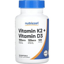 Nutricost Vitamin K2 (100MCG) +Vitamin D3 (125MCG) - 120 Kapsül