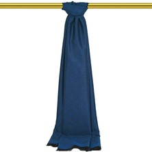 Bursa İpek Gece Mavi Damask Desen Jakarlı Ipek Şal