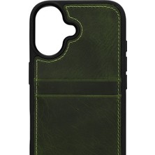 Piyasa Sepeti Retro Kartlıklı Premium Deri Kılıf iPhone 17 Retro Haki