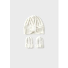 Mayoral Kız Bebek Yenidoğan Şapka Eldiven Takımı Krem 9930