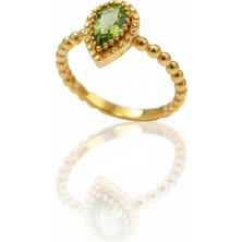 Alimoğlu Kuyumculuk 22 Ayar Altın Yeşil Damla Taşlı ve Dorika Kollu Yüzük 3,05 gr Ürün Kodu: YZ06489