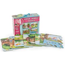 3222 Dıytoy Süper Renkli 4'lü Puzzle - Çiftlik / 8+12+16+24 Parça Puzzle