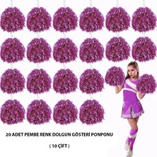 10 Çift ( 20 Adet ) Pembe Renk 23 Nisan 19 Mayıs 29 Ekim Okul Gösteri Ponponları