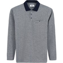 Kiğılı Polo Yaka Regular Fit Desenli Cepli Pamuk Sweatshirt