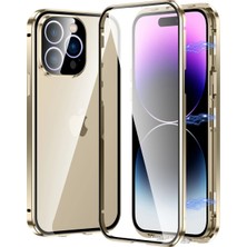 Nealdin iPhone 15 Pro Max 360° Manyetik Tam Koruma Kılıf, Metal Çerçeve, Sertleştirilmiş Cam