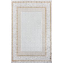 Karmen Halı Elit EL001S Krem Halı Gold Kenar Çerçeveli Ince Yumuşak Akrilik Tozuaz Modern Salon Halısı Koridor