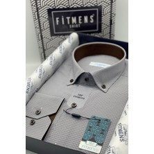 Fitmens Klasik Uzun Kol Pöti Kareli Yaka Düğmeli Hediye Kutulu Erkek Gömlek FS-002273 - Kahverengi