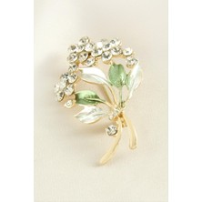 LTG Nova Çiçek Yaprak Mineli Taşlı Broş