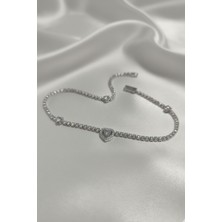 Aslı Kiraz Jewerly Çelik Minimal Su Yolu Gümüş Kadın Bileklik Kalpli Clk-Su-Yl-Gms-Kdn-Blk-Klp