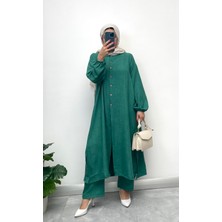 Keten Yarım Düğmeli Takım