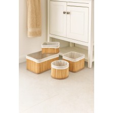 Çavdar Group 4'lü Naturel Bambu Sepet Çok Amaçlı Düzenleyici 4 Adet Düzenleyici Sepet