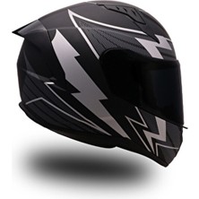 Endro Thunderbolt Mat Siyah- Beyaz Kask