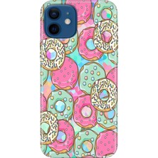Grabono Apple iPhone 12 Kılıf Renkli Baskılı Silikon Donut
