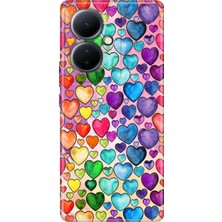 Grabono Vivo V29 Lite 5g Kılıf Renkli Desenli Özel Baskı Tasarım Silikon Kalp Çizim