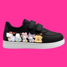 Lias Design Tatil Kromilici Arkadaşlar Baskılı Siyah Bantlı Çocuk Spor Ayakkabı Sneaker