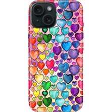 Grabono iPhone 13 - 14 Kılıf Renkli Tpu Uv Baskılı Desenli Silikon Kalp Çizim