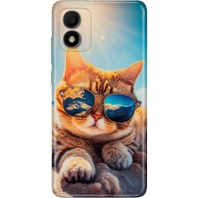 Grabono Tcl 303 Kılıf Silikon Renkli Phone Case Cat
