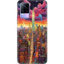 Grabono Vivo V21 Kılıf 6.44 Inc Desenli Silikon Esnek Uyumlu Kapak Retro Newyork
