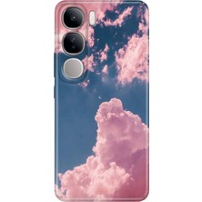 Grabono Vivo V40 Lite Kılıf Renkli Esnek Baskı Silikon Özel Temalı Desenli Pembe Bulut