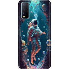 Grabono Vivo Y20/Y20S/Y11S Uyumlu Kılıf Renkli Desenli Özel Tasarım Baskı Tpu Uv Silikon Kılıf Astronot