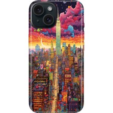 Grabono iPhone 13 - 14 Kılıf Renkli Tpu Uv Baskılı Desenli Silikon Retro Newyork