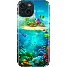 Grabono iPhone 13 - 14 Kılıf Renkli Tpu Uv Baskılı Desenli Silikon Island