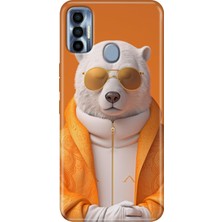 Grabono Tecno Spark 7 Pro Kılıf Renkli Silikon Stil Bear