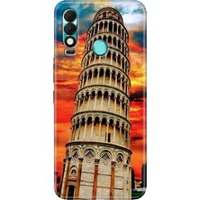 Grabono Tecno Spark 8t Kılıf Desenli Kapak Renkli Pizza Kulesi