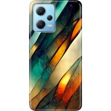 Grabono Redmi Note 12 5g Kılıf Baskılı Dokulu Kapak Silikon Flora Mermer