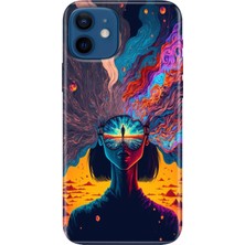 Grabono Apple iPhone 12 Kılıf Renkli Baskılı Silikon Girdap