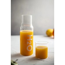 Çavdar Group H2O Cam Kapaklı Baş Ucu Sürahisi 600 ml Cam Bardaklı Su Meşrubat Sürahisi