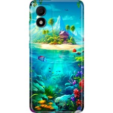 Grabono Tcl 303 Kılıf Silikon Renkli Phone Case Island