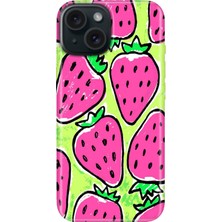 Grabono iPhone 13 - 14 Kılıf Renkli Tpu Uv Baskılı Desenli Silikon Çilek