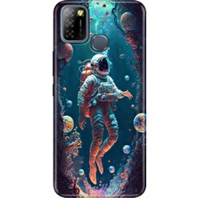 Grabono Infinix Smart 5 Uyumlu Kılıf Renkli Desenli Baskı Tpu Silikon Astronot